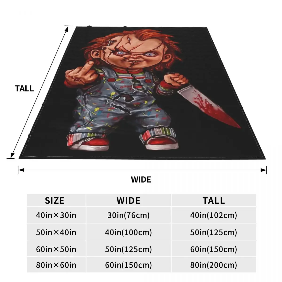 The Killer Doll Blanket Coral Fleece Plush Print Horror Chucky Cozy Super Warm Throw Blankets for Home Bedroom Bedding Throws