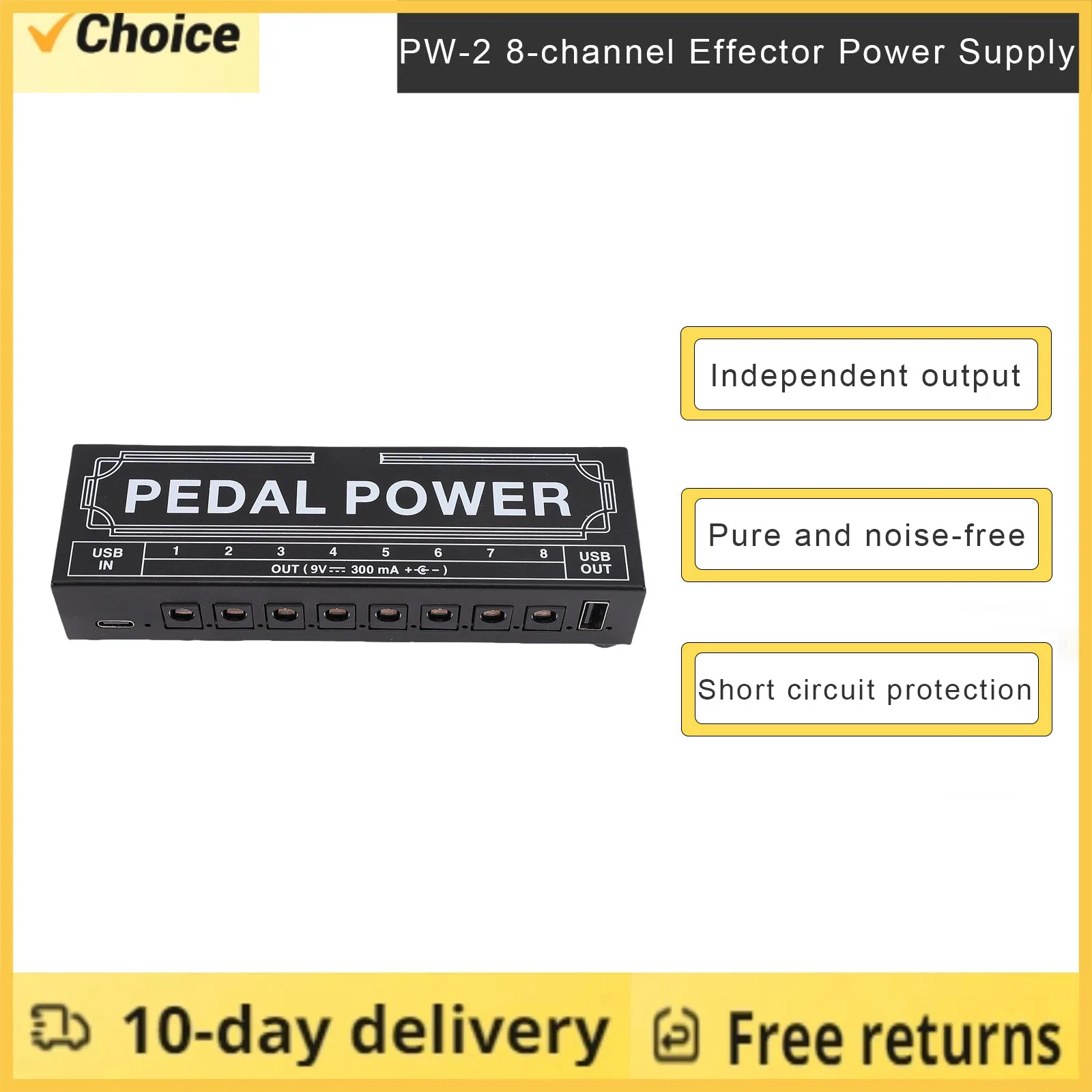 

8-канальный блок питания для гитарной педали с независимой защитой от короткого замыкания, индикатор питания для педалей эффектов для гитары