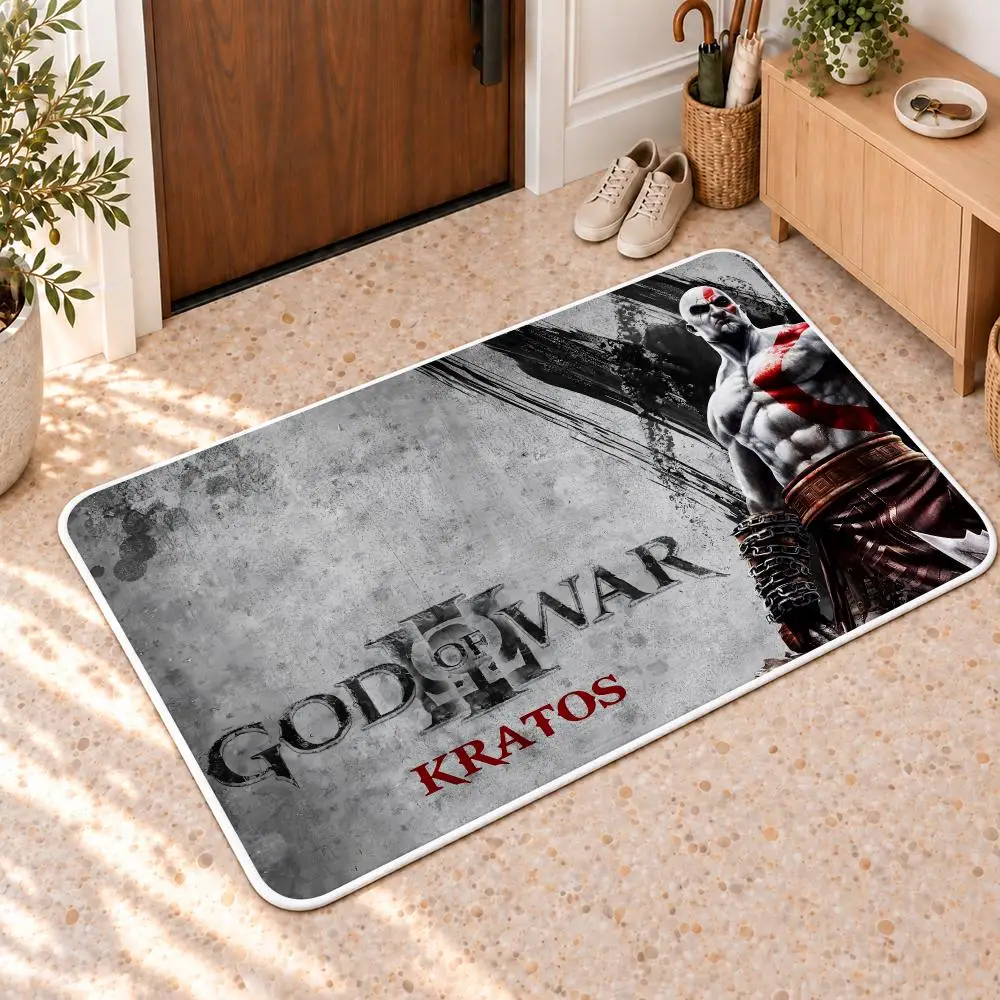 G-God Of War Cool Game Floor Mat Flannel Rug Soft Non Slip Door Mat For Bathroom Bedroom Kitchen Living Room Home Decor