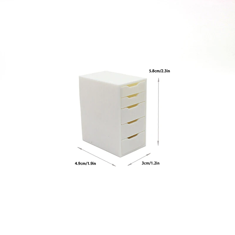 Dollhouse Furniture Playset; Miniature Five-Drawer Cabinet, Shelf, Bedside Table and Cupboard