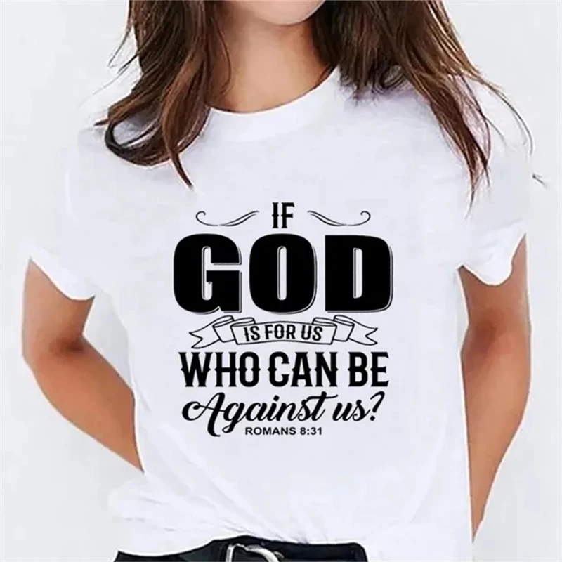 If God Is For Us Letter Printed T Shirt Men Women Fashion Jesus Faith God Religious Graphic Tee Shirt Casual Short Sleeve Tops