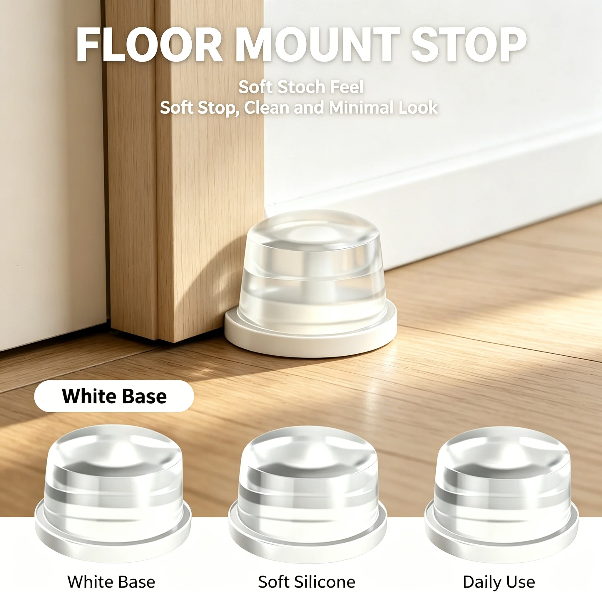 1‑8Pcs Anti‑Bump Protector Pad Transparent Silicone No Drill Door Stopper Safety Protection for Home & Office Interior Doors