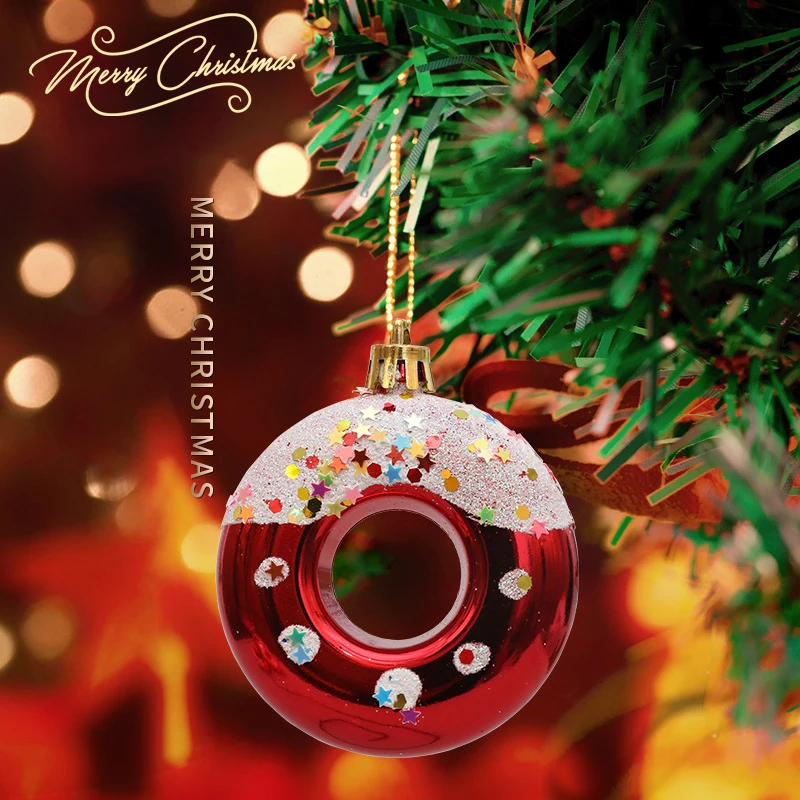 4 pçs decoração da árvore de natal pendurado donut padaria decoração de natal pendurado decoração de plástico donut decoração suprimentos