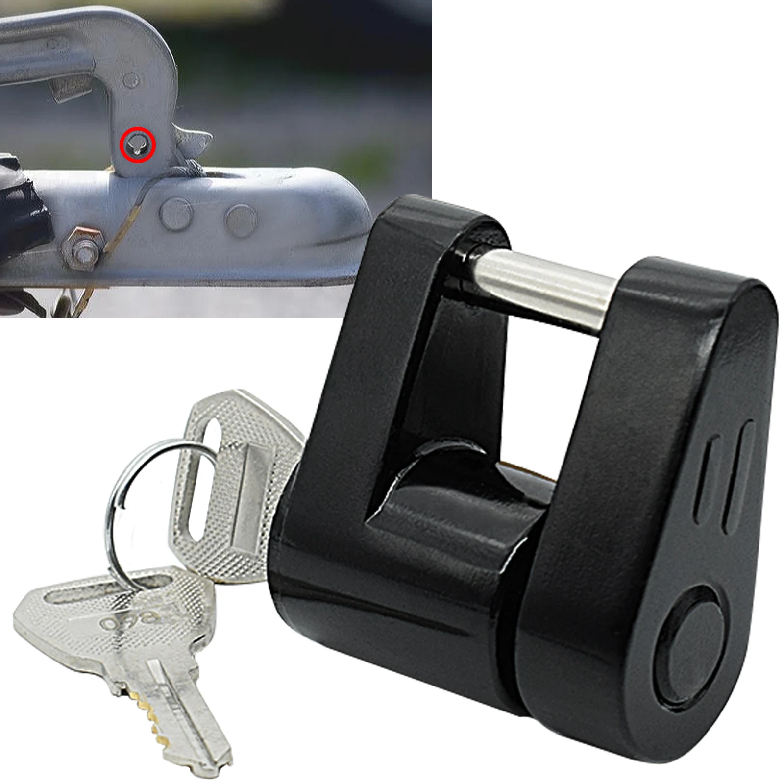 

Durable Hook Lock Tongue Locks Trailer Hitch Lock Anti-theft Trailer Coupler Padlock Repalcement Parts Heavy-Duty Hook Lock