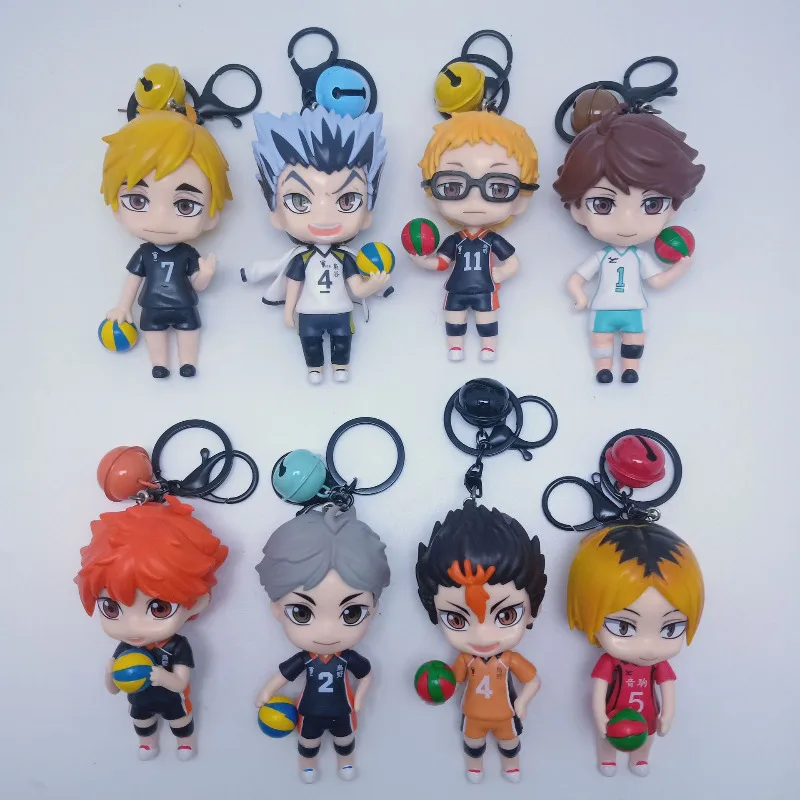 1 pièce de couleur aléatoire Haikyu!! Porte-clés en PVC 10CM, accessoire de Cosplay Anime, figurine d'action décorative mignonne
