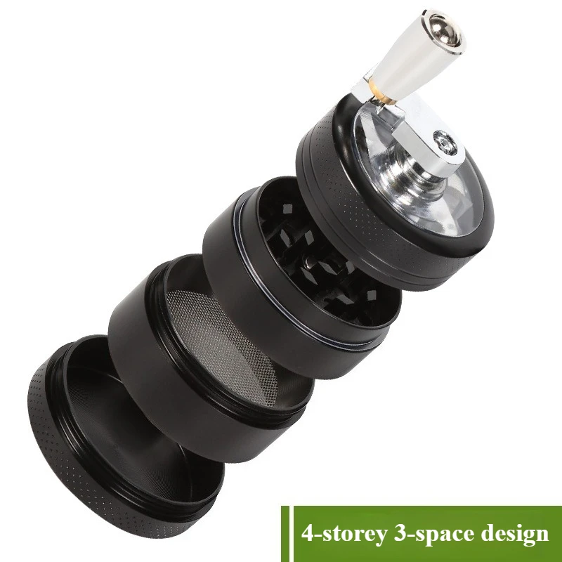 1.57 '' Zinc Alloy 4-layer Hand Cranked Grinder Spice Tobacco Grinder Household Blender with Handle Smoker's Accessories Gift