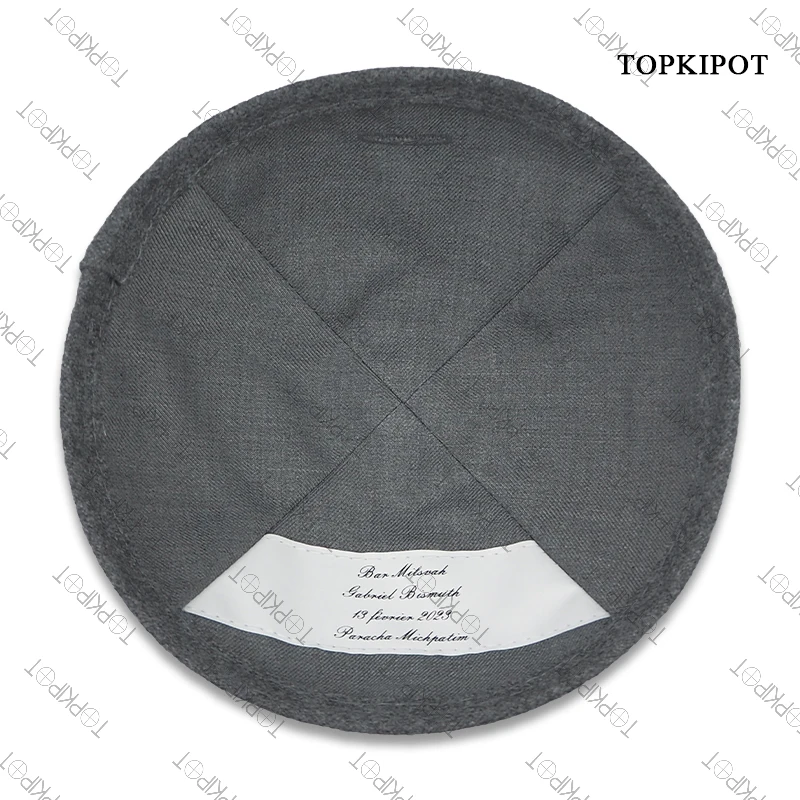 Deluxe Wedgewood Satin Jewish Kippah - close-up view