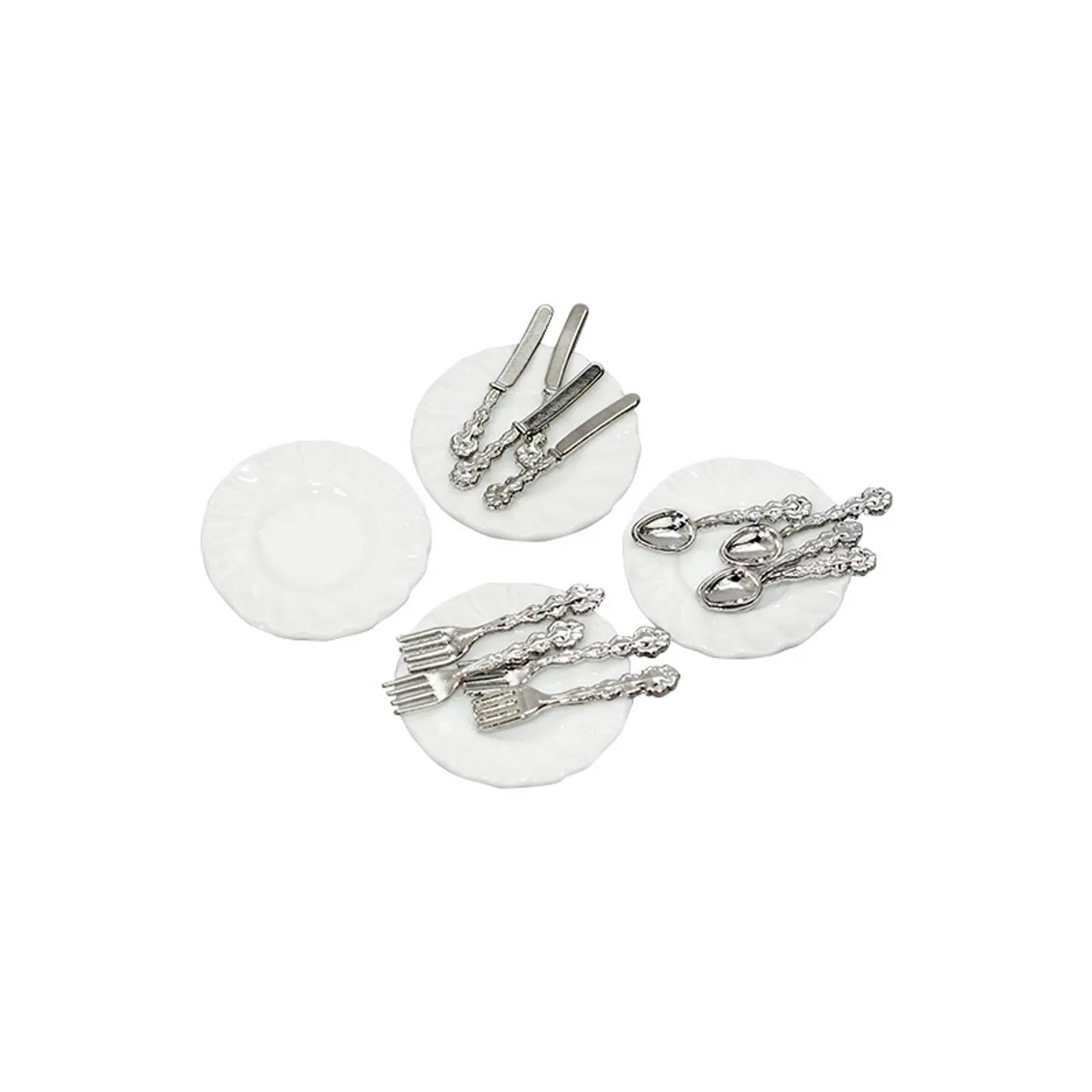 Miniatuur Mes Vork Lepel Servies Bord Set Kid Speelgoed Simulatie Voedsel En Speelscène Model Pop Keuken Accessoires
