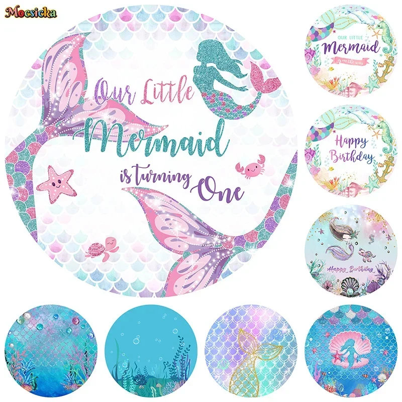 Mocsicka Baby Show Photography Background Girls 1st Birthday Party Mermaid Underwater Backdrop Cake Smash Photo Studio Props