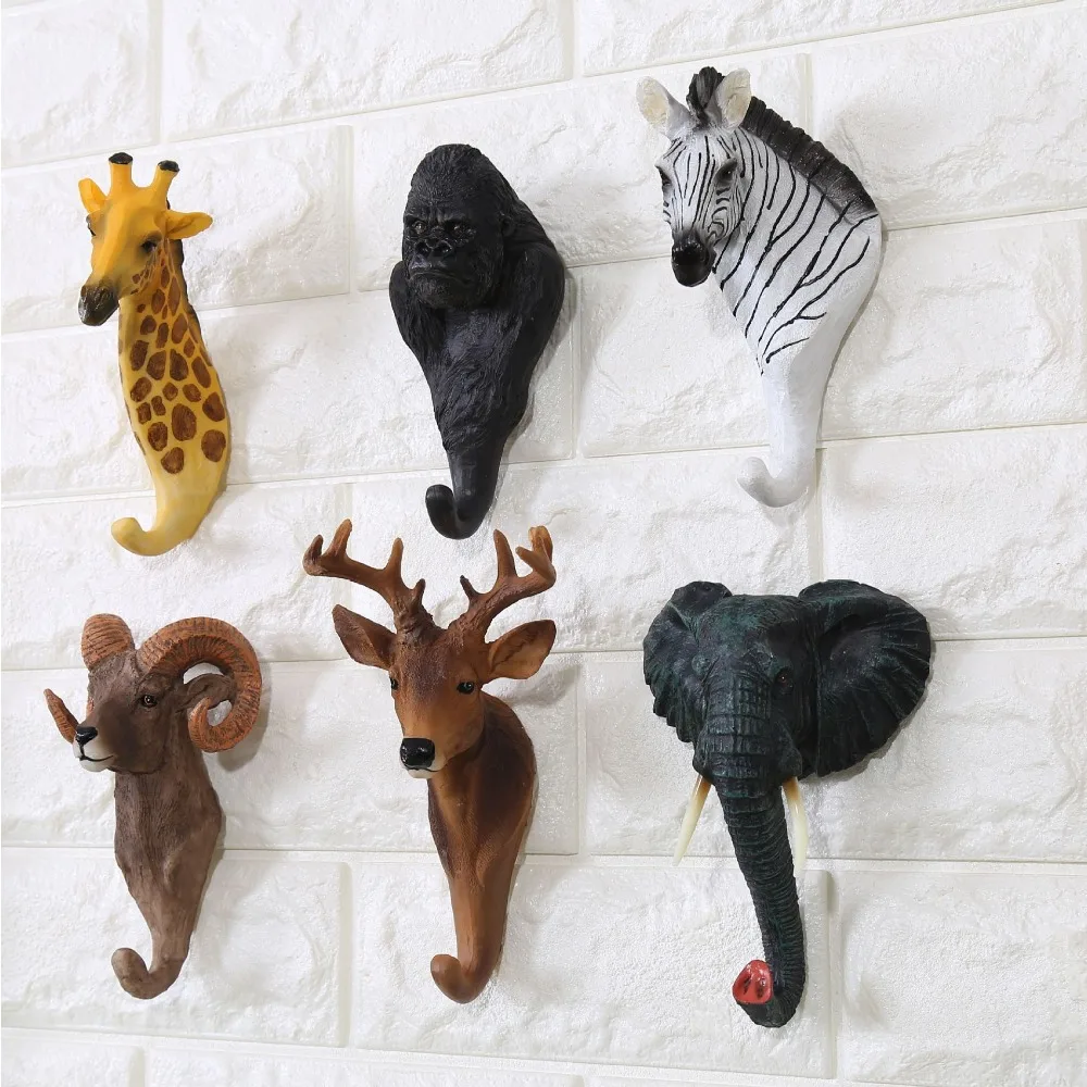 

American Retro Cafe Bar Shop Wall 3D Animal Wall Deer Head Creative Decoration Hook