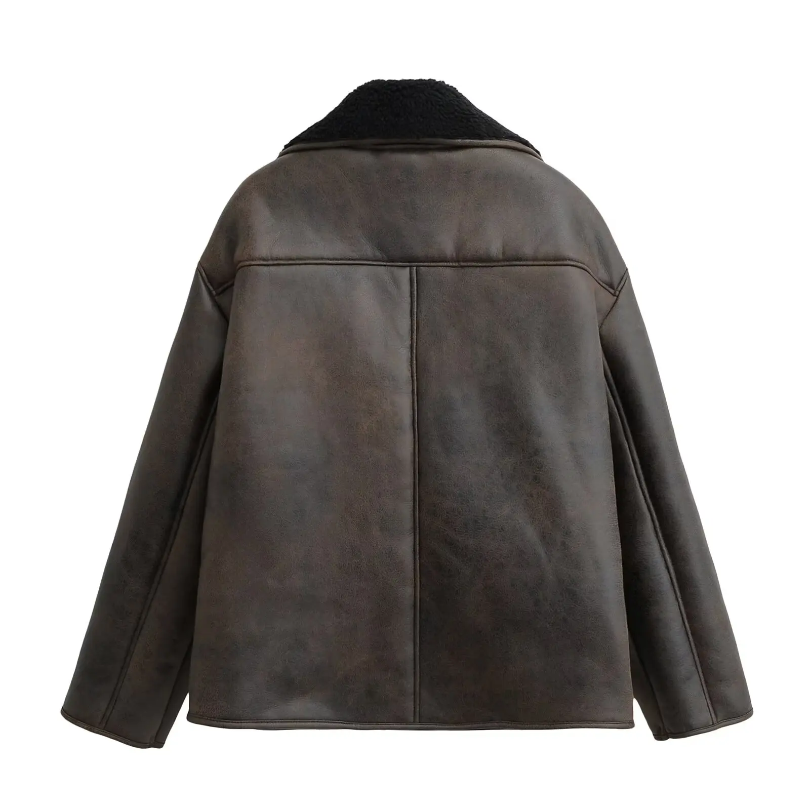 Primavera nueva mujer Faionable ropa de abrigo suelta de doble cara fibra de poliéster cierre de botón de Color puro largo