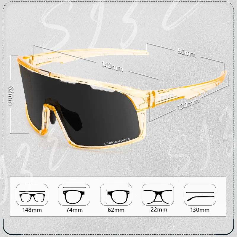 SCVCN Photochromic Cycling Sunglasses for Men UV400 MTB Glasses Driving Eyewear Womenr Outdoor Sports   Road Bike Sunglasses