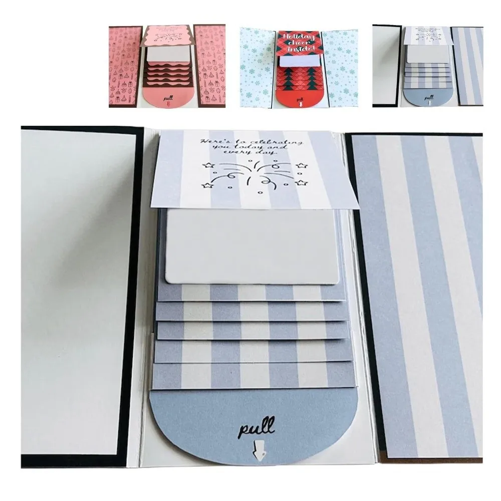 Handmade Christmas Gift Card Holder Book DIY Pull-out Design Surprise Cards with Envelope Waterfall Merry Xmas Gift Card Book