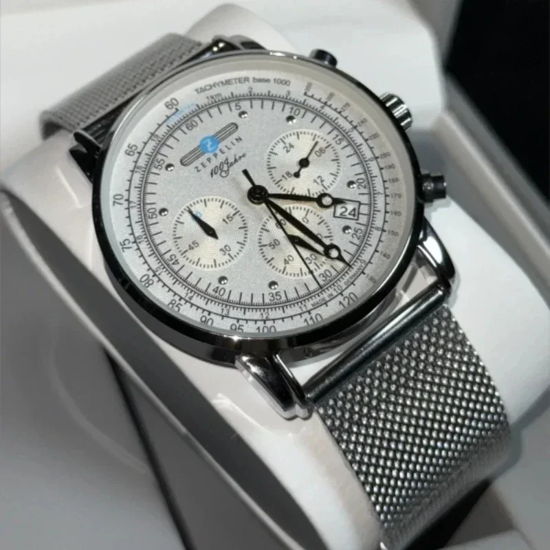 جديد زيبلين تاريخ تلقائي ساعة الموضة العصرية ساعة رجالية فاخرة الأعمال كرونوغراف الترفيه الرياضة ساعة كوارتز ساعة AAA