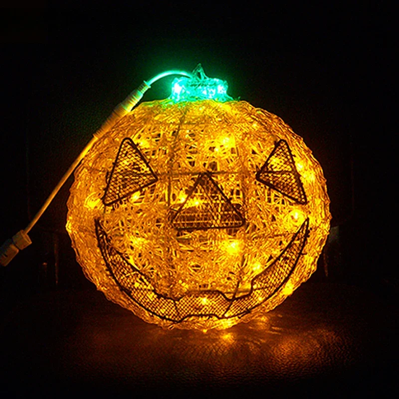 Holiday supplies outdoor house use metal pumpkin led lighting halloween home decor