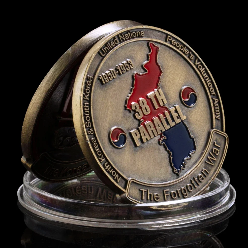 الحرب الكورية (1950-1953) الحرب المنسية 38TH الموازية النحاس مطلي تذكارية عملة الولايات المتحدة. الجيش التاسع عملات تذكارية