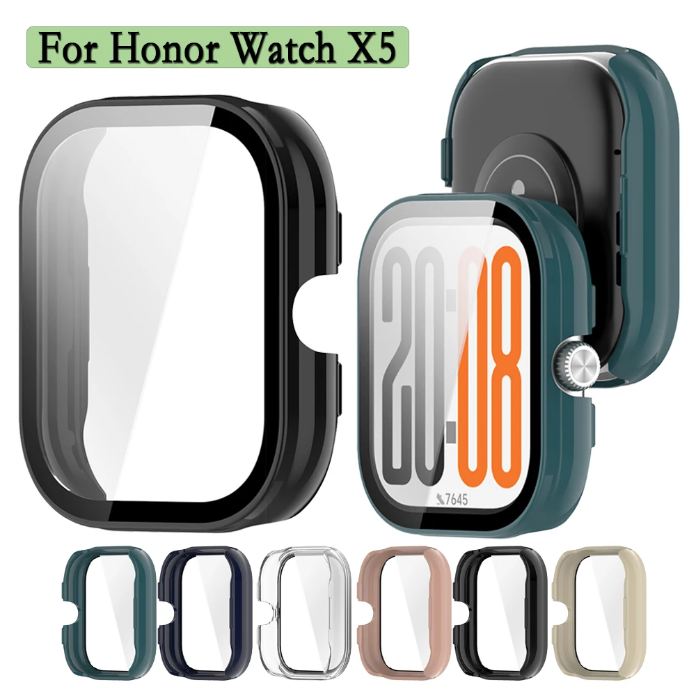 

Для Honor Watch X5 Shell 2 в 1, жесткий чехол с полным покрытием, бампер, чехол для ПК с защитной пленкой из закаленного стекла для Honor Watch X5