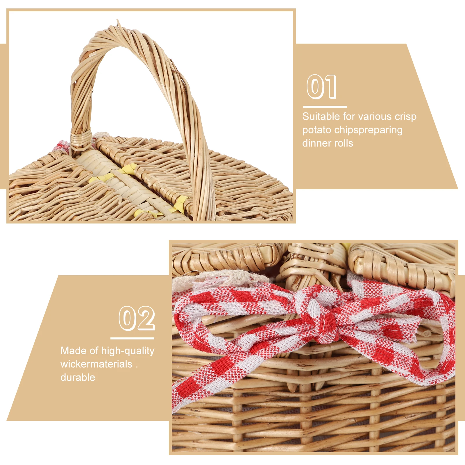 

Wicker Weaving Basket Household Picnic Storage Organizer Lightweight Durable Multiuse Home Decor Fruit Bread Vegetable Snack