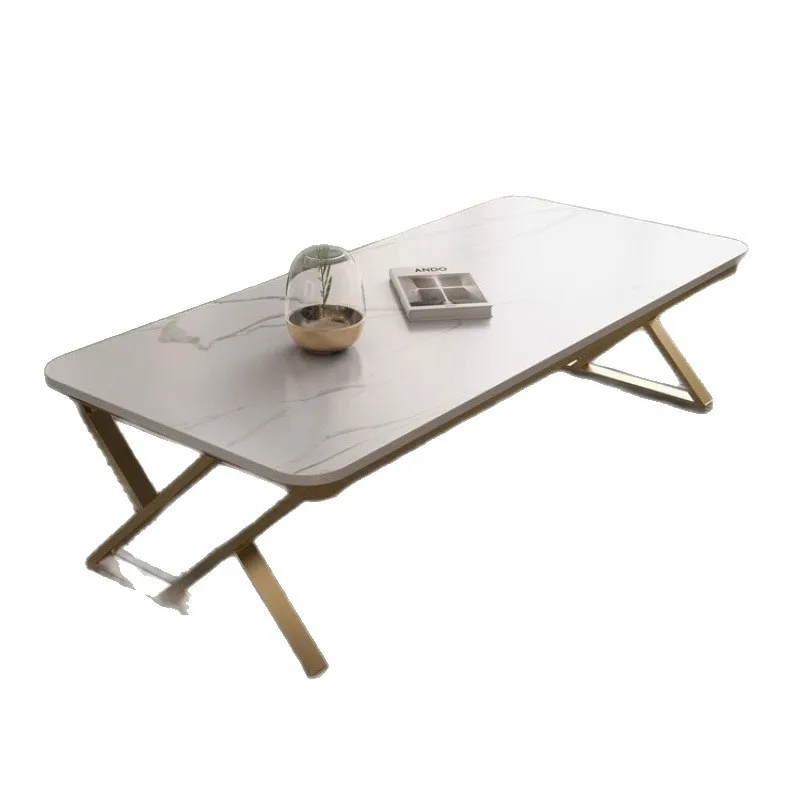 

Modern simple long rock slab coffee table dining table two-in-one small apartment light luxury square household small apartment