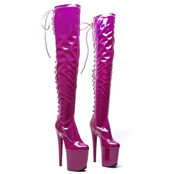 New 20CM/8inches Patent Upper Sexy Exotic Young Trend Fashion Boots High Heel Platform Pole Dance Shoes