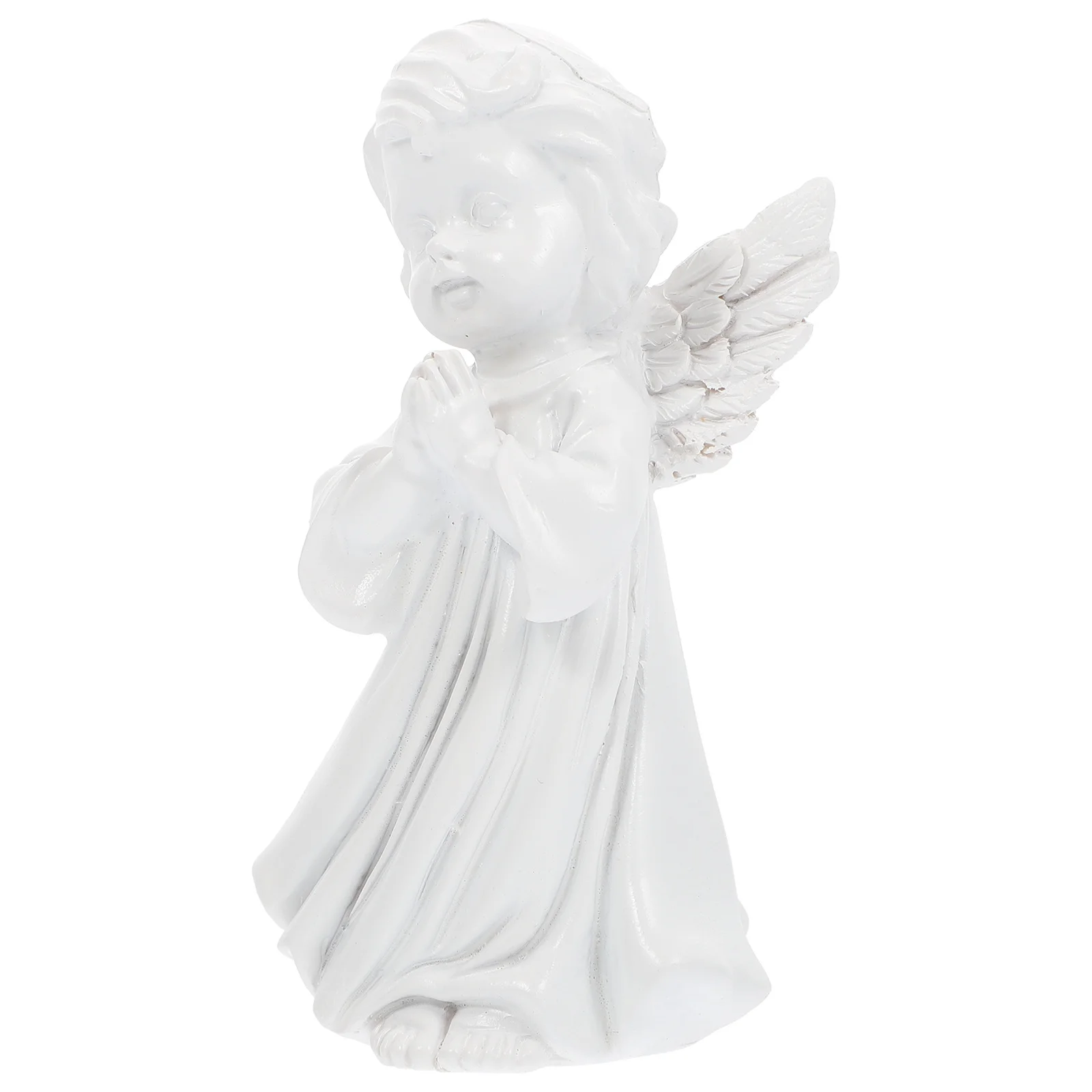 

1Pcs Angel Girl Resin Sculpture White Compact Desktop Decoration Lovely Eco Friendly Resin Ornament Home Decor
