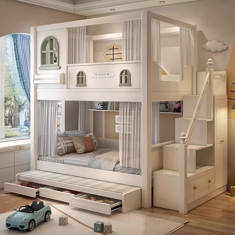 Children's Bunk Bed Bunk Bed with Slide for Kids Factory Cheap Wholesale Hot Sale Modern Bedroom Furniture Twin Loft Bed