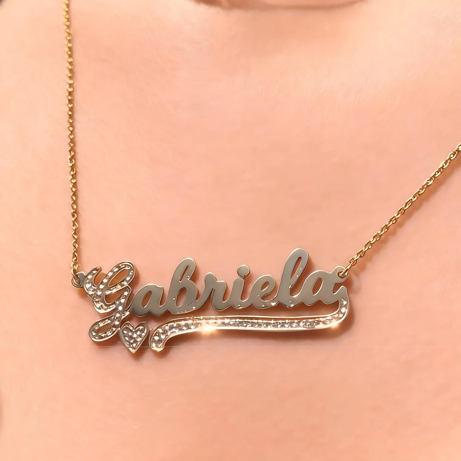 

18K Gold Custom Name Necklace for Women Personalized Heart Pendant Charm Chain Stainless Steel Jewelry Gifts Girlfriend Birthday