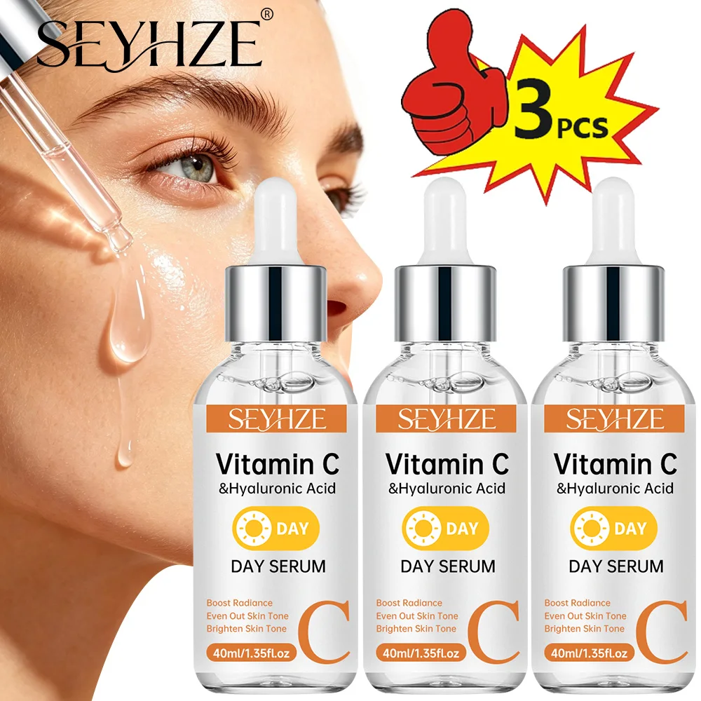 Sérum Iluminador de Vitamina C SEYHZE. Com ácido hialurónico, colagénio, ceramidas e retinol. Hidrata profundamente, tonifica e uniformiza o tom da pe