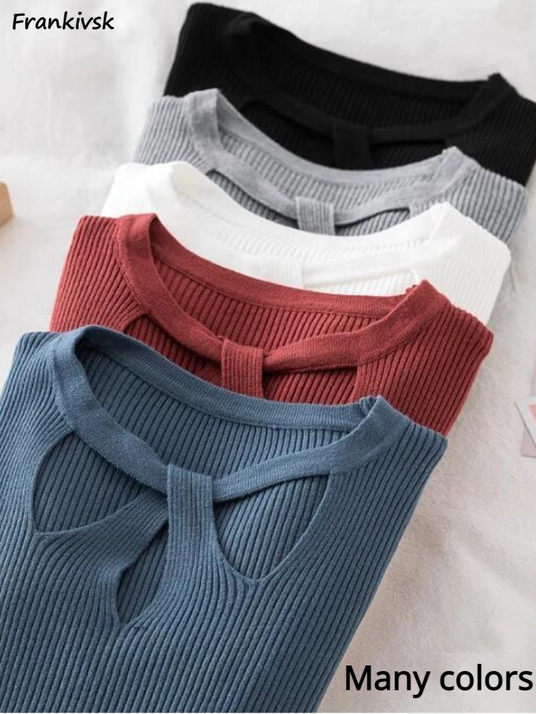 

Sweaters Women Hollow Out Sexy Autumn Slim Elegant All-match Streetwear Comfortable Colorful Leisure Simple Solid Daily Knitwear