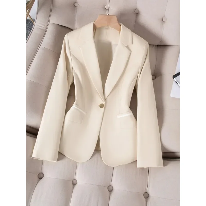 Blazer feminino de manga comprida formal, verde, rosa, preto, damasco, senhoras do escritório, jaqueta de trabalho de negócios, moda feminina, outono, inverno