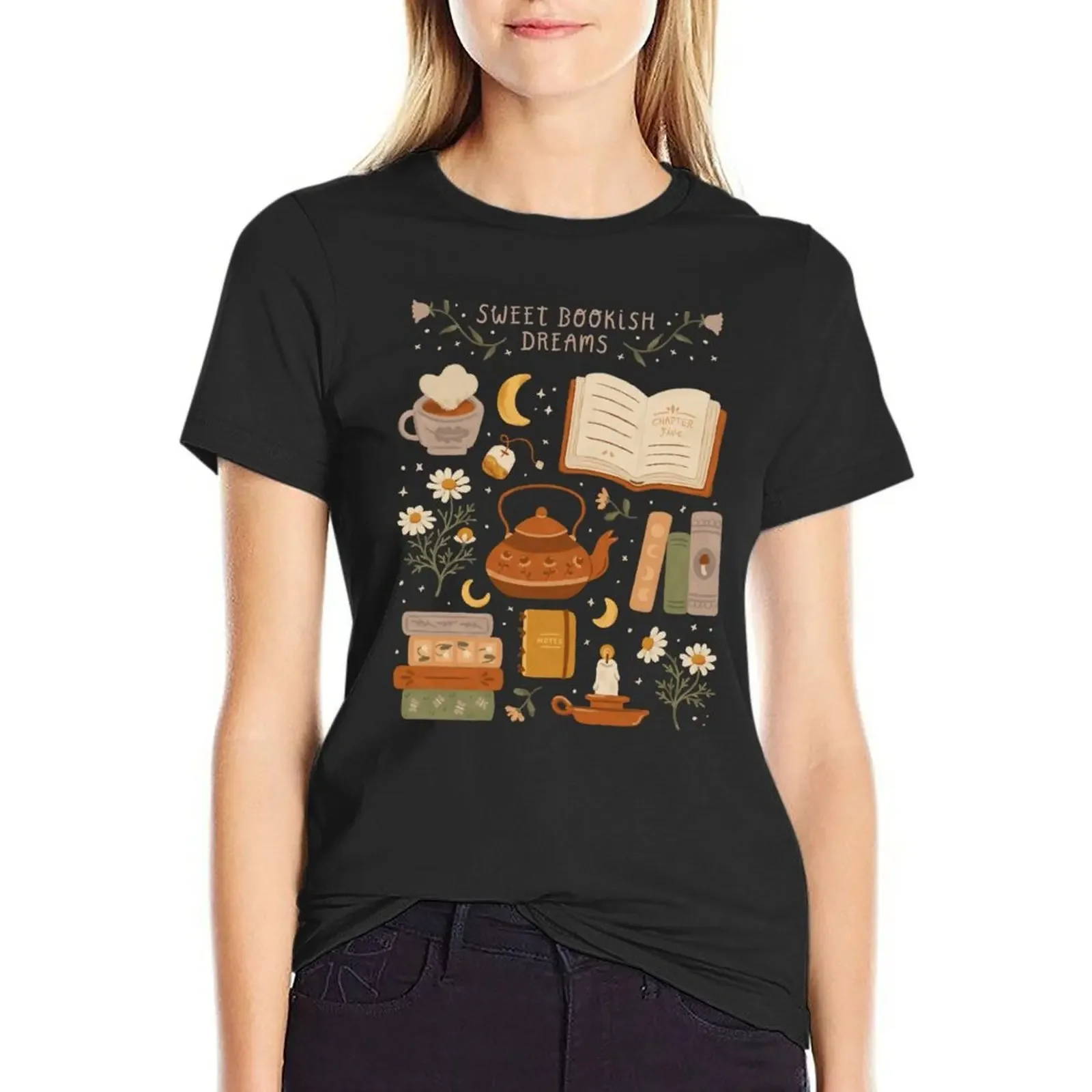 

Sweet Bookish Dreams T-shirt cute clothes summer clothes female t-shirts for Women graphic tees funny