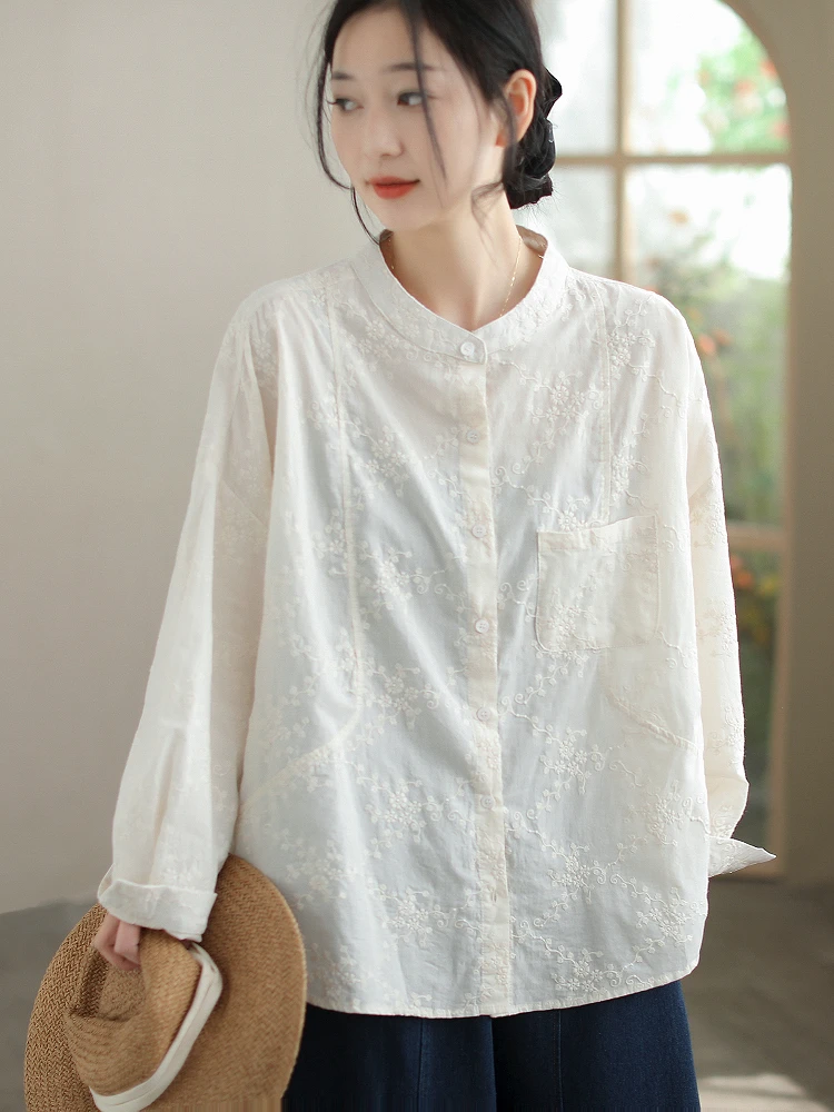 

Новый модный универсальный открытый кардиган из 100% хлопка с вышивкой, с длинными рукавами, для женщин, на лето