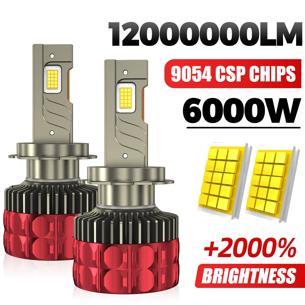 6000W 12000000LM H4 LED Car Headlight H1 H3 H7 H11 9005 9006 9012 CANbus No Error ​Auto Lamp 6000K White High Low Beam Lights