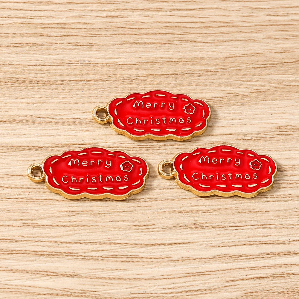 Tusember 10 Stück Emaille-Weihnachts-Lebkuchenhaus-Charms für Weihnachten, Halsketten, Ohrringe, Armbänder, Anhänger, Basteln – Detail 16