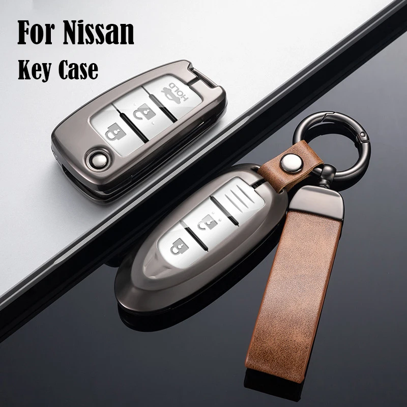 

For Nissan Series Sylphy Altima Qashqai X-Trail Bluebird Key Case Car Key Bag Galvanized Alloy leather Key Cover Car Accessories