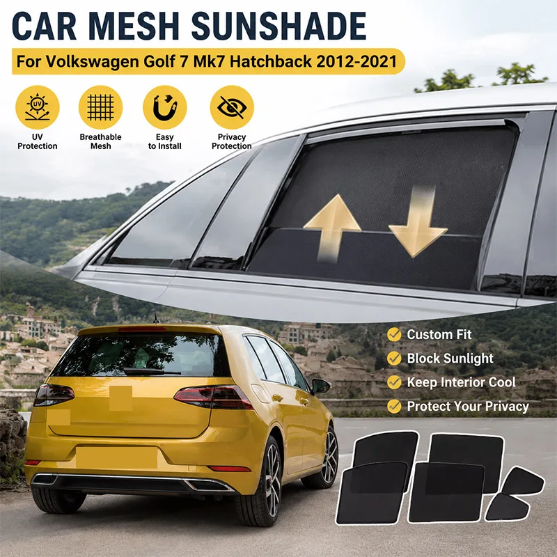 Car Mesh Coverage Sunshade For Volkswagen VW Golf 7 Mk7 Hatchback 2012~2021 Sunscreen Window Sunshade Cover Magnetic Accessories