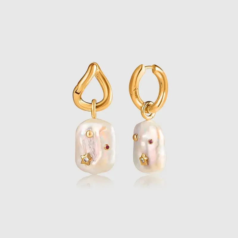 

Gold Eardrop White Irregular Earrings For Girls Accessories Wed Bridal Jewelry Accessories