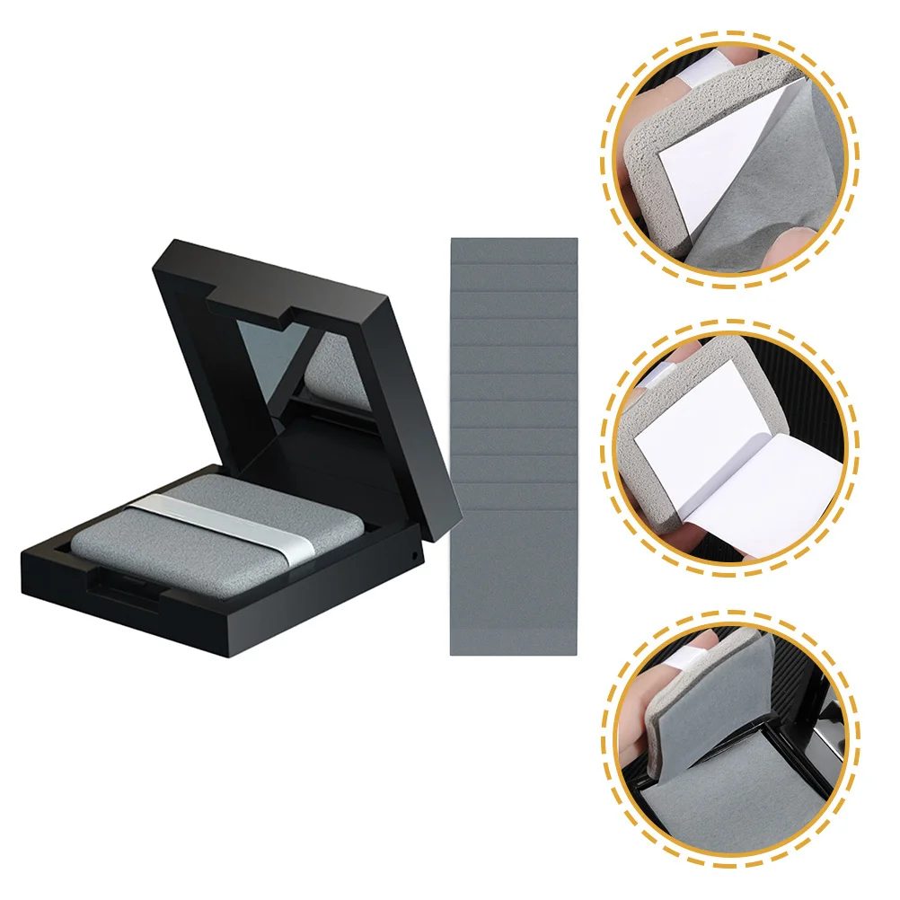 مجموعة واحدة من ورق النشاف للتحكم في زيت الوجه، مرآة مدمجة محمولة غير لامعة لامتصاص الزيت لمكياج الوجه