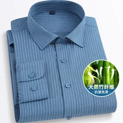 Camisa de manga larga para hombre, camisa de fibra de bambú de alta calidad, planchado gratis, antiarrugas, negocios, Delgado, moda informal, primavera y otoño, nuevo