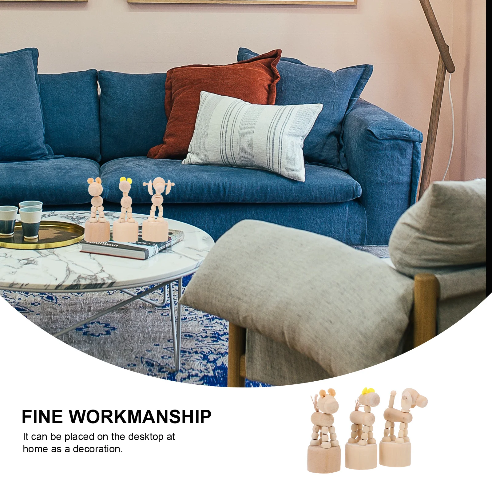 

3Pcs Wooden Dog Shape DIY Craft Adornments Unfinished Painting Decorative Ornaments Educational Handmade Desktop Decoration