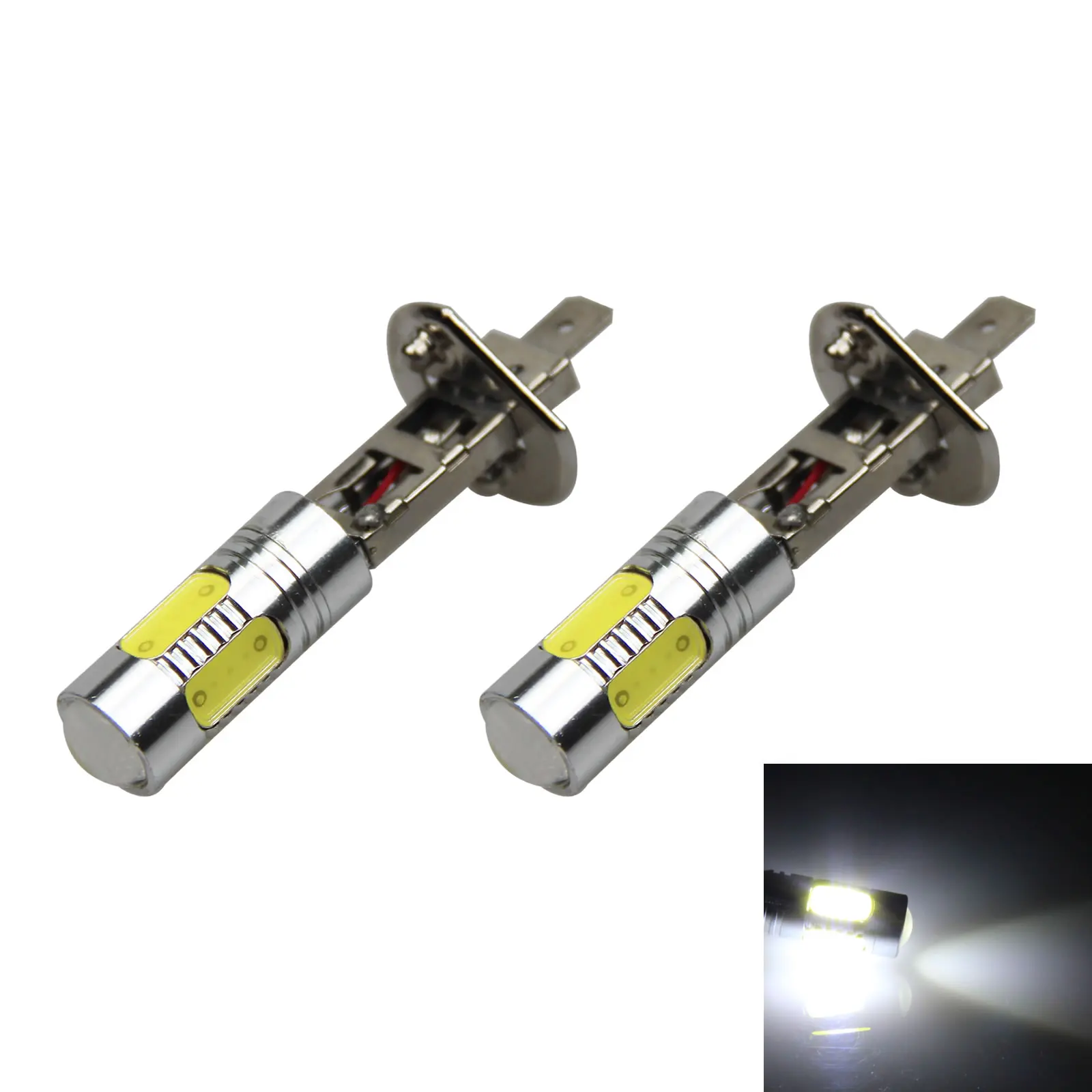 2x White AUTO H1 Tail Lamp Head Light 5 Emitters COB SMD LED IEC7005-46 H012-W