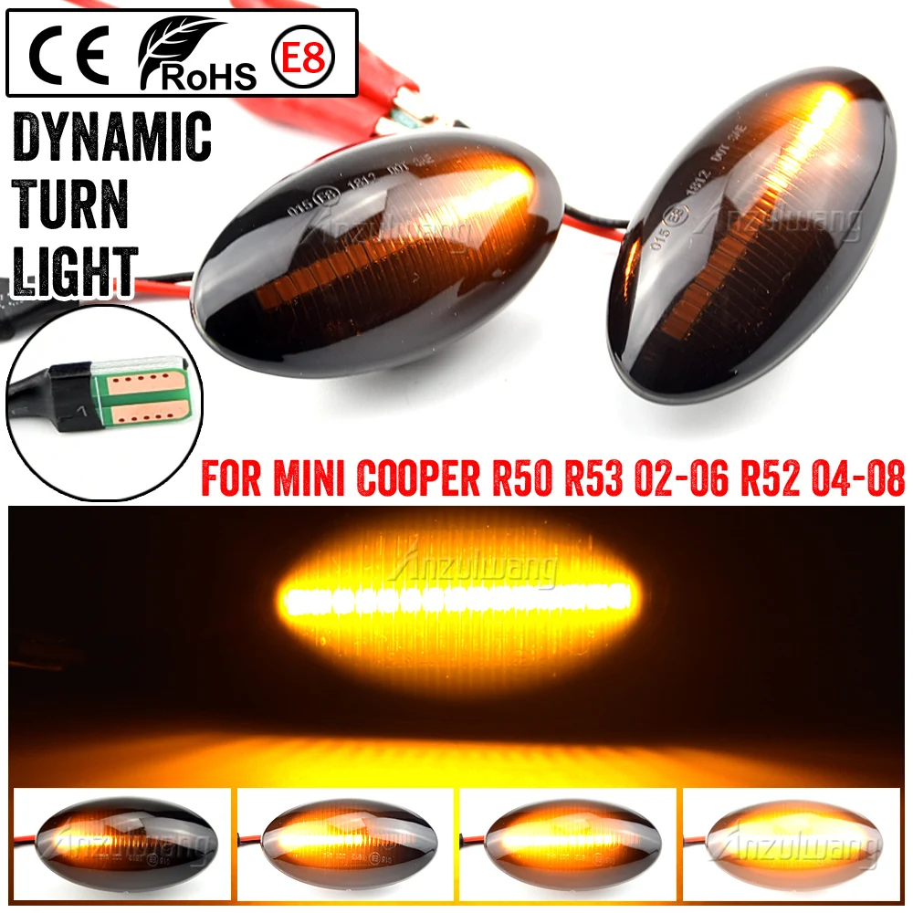 

Для Mini Cooper R50 R53 2002-2006 Динамический светодиодный указатель поворота Боковой габаритный фонарь Для Mini Cooper R52 2004-2008 Светодиодный боковой повторитель