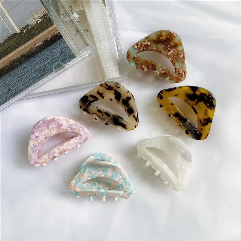 New Small Size Acetate Hair Claw Clip Hair Clamps Grab Colorful Hollowed Geometric Bath Shark Clip Korean Women Hair Accessories