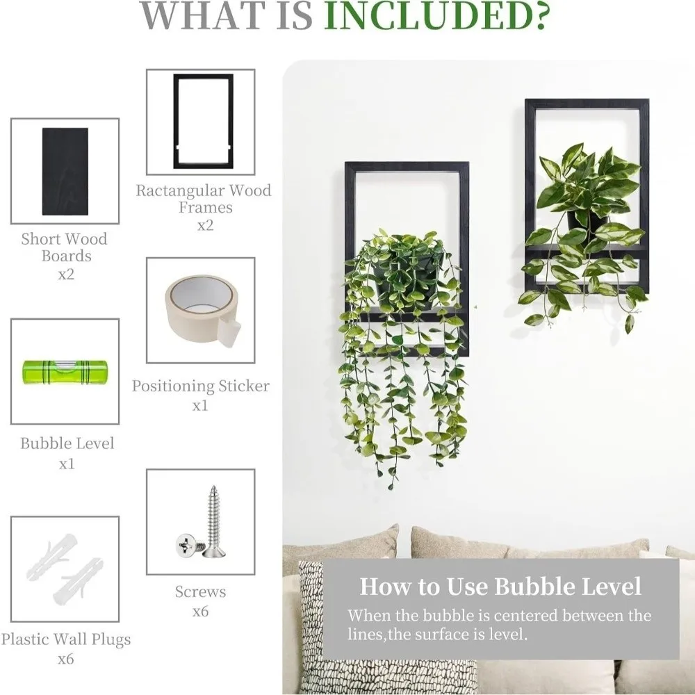 Versatile Floating Style Wooden Wall Shelf Square Decorative Plant Display Rack Storage Rack Candles