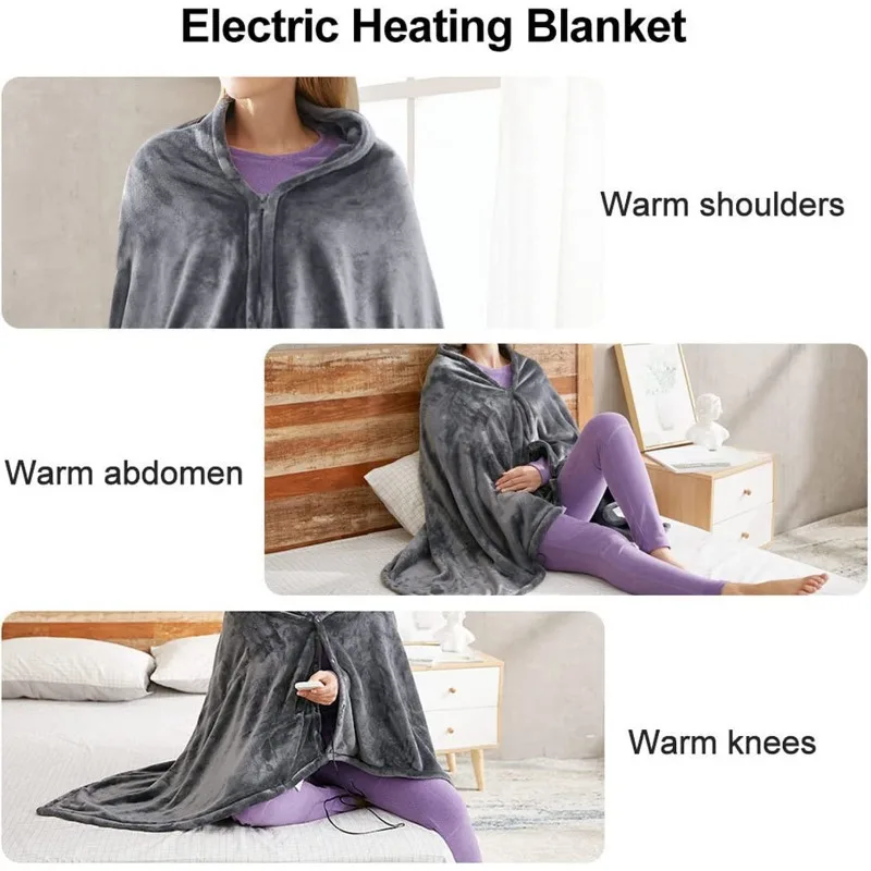 Creative New Product USB Outer Shawl Blanket Single Gray Coral Velvet Warm Shawl Shawl Heating Cold Protection Warm Lazy Blanket