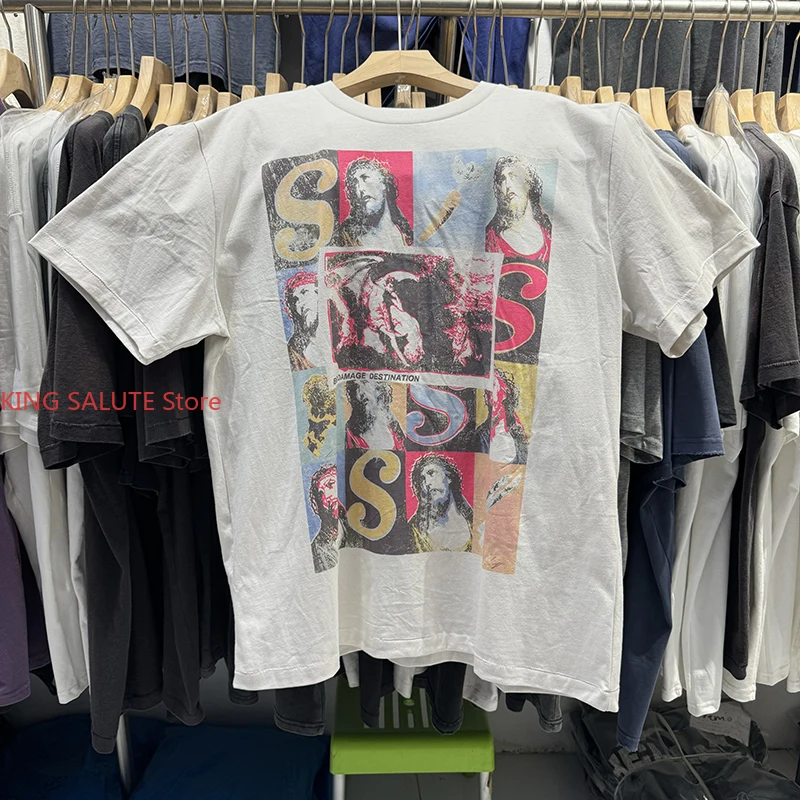 Saint Xxx Stb Round Neck Retro White Oversized T Shirt High Quality Icon Print Casual Men Women 1:1 Fashion Summer Tops