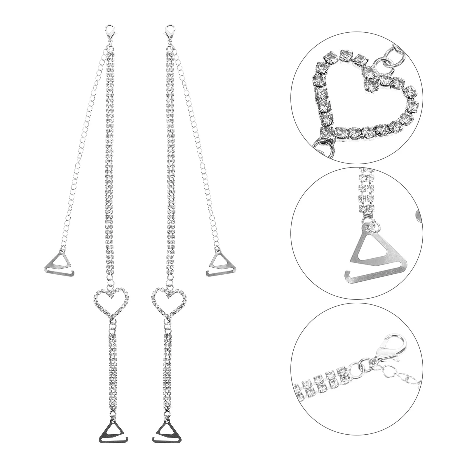 

2 Pcs Rhinestone Shoulder Strap Metal Girls Straps Clothing for Extension Replacement Decorative Acrylic