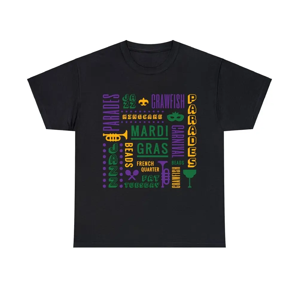 Mardi Gras Unisex Heavy Cotton Tee, New Orleans, Parades, Jazz, King Cake