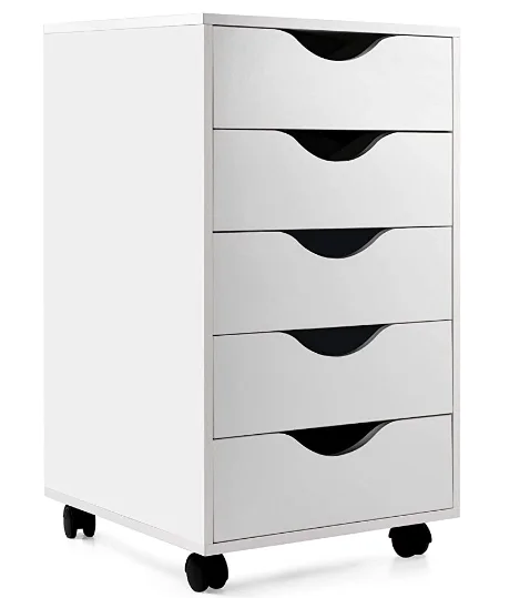 

Rolling Wood File Cabinet with Locking Wheels, Home Office Portable Vertical Mobile Storage Filing Cabinets