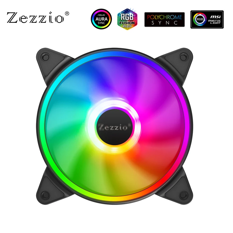 Zezzio ZF-140 Case Fan 140mm CPU Cooler AURA SYNC 5V 3PIN ARGB PWM Silence Cooling Fan Computer Case Radiator Cooles Fans